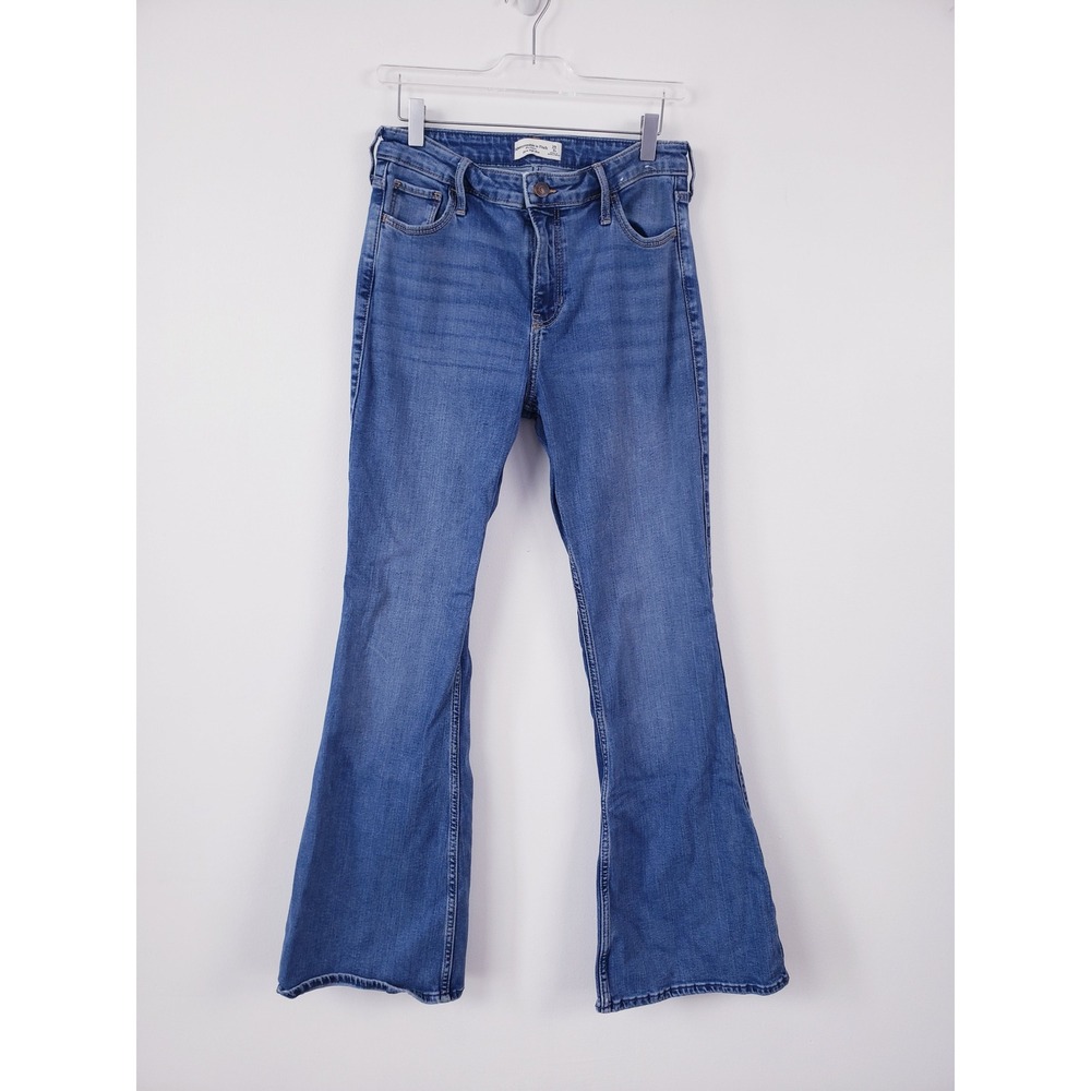 Abercrombie & Fitch The Flare Ultra High Rise Stretch Blue Denim Jeans 29/8R - Picture 2 of 8
